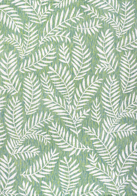 5' X 8' Cream And Green Floral Indoor Outdoor Area Rug