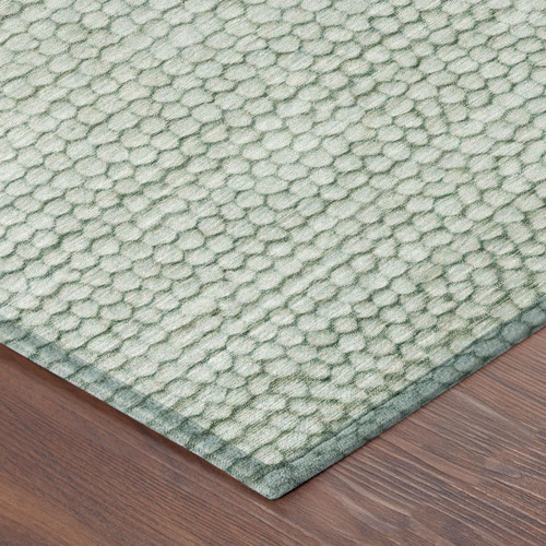 3' X 5' Green And Blue Striped Washable Indoor Outdoor Area Rug