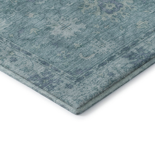 9' X 12' Teal And Blue Oriental Washable Area Rug With UV Protection