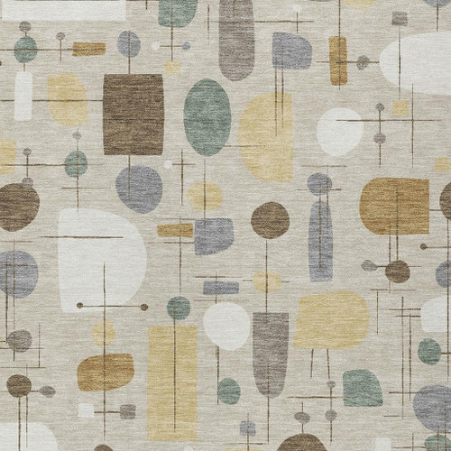 9' X 12' Beige Brown And Gray Geometric Washable Indoor Outdoor Area Rug