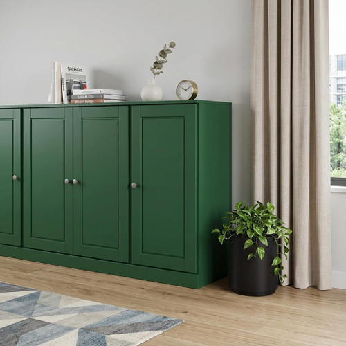 65" Green Solid Wood Two Drawer Sideboard With Four Doors