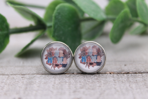 Fur Mama on Florals || Glass Stud Earrings || Hypoallergenic