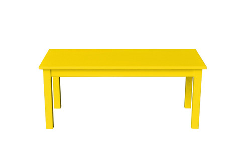 44" Yellow Solid Wood Rectangular Coffee Table