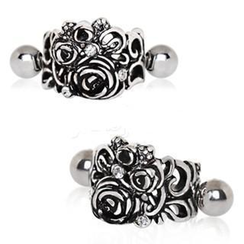 316L Stainless Steel Black Roses Cartilage Cuff Earring