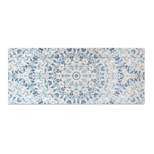 Homeroots Home Decor Shades of Blue Ornate Floral Wood Plank Wall Art, 19 x 45 Inches