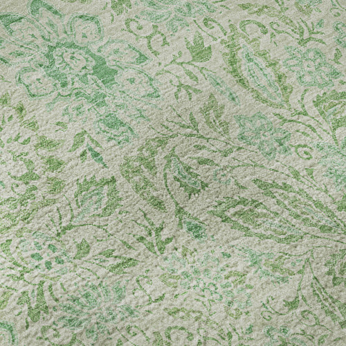 3' X 5' Sage And Ivory Floral Washable Area Rug With UV Protection