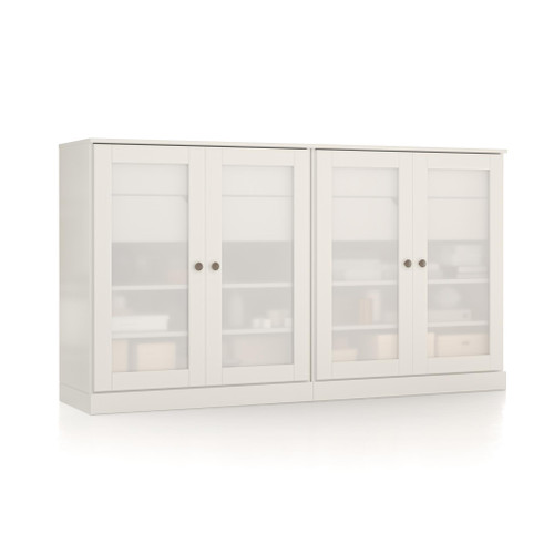64" White Solid Wood Four Drawer Sideboard With Four Doors