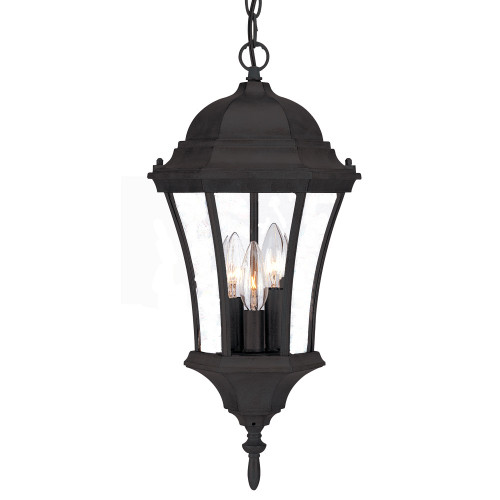 Homeroots Lighting Three Light Matte Black Carousel Lantern Hanging Light