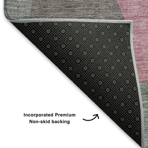 9' X 12' Blush And Sage Abstract Washable Area Rug With UV Protection
