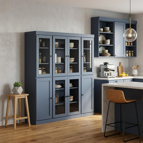 72" French Blue Solid Wood 8 Pantry Or Storage Closet