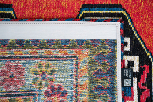 6' X 8' Red And Orange Tribal Washable Area Rug With UV Protection