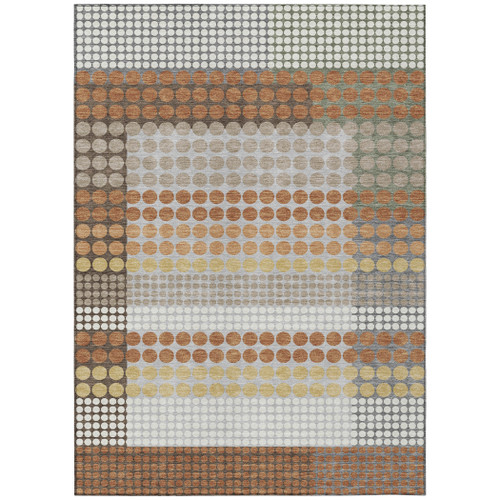 10' X 14' Orange And Copper Geometric Washable Indoor Outdoor Area Rug