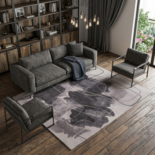 10' X 14' Gray and Ivory Abstract Hand Tufted Area Rug