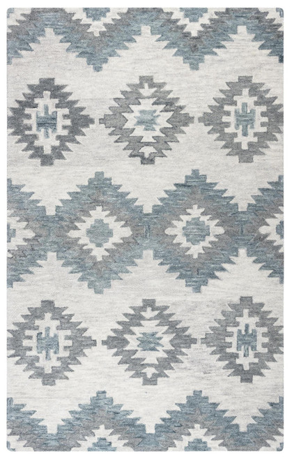 9' X 12' Ivory And Gray Wool Southwestern Hand Tufted Area Rug