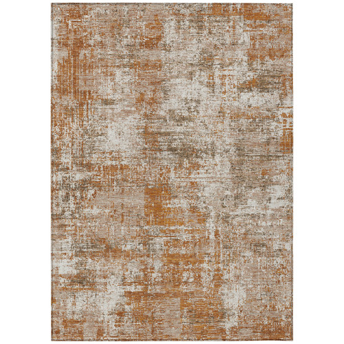 9' X 12' Orange And Green Abstract Washable Indoor Outdoor Area Rug