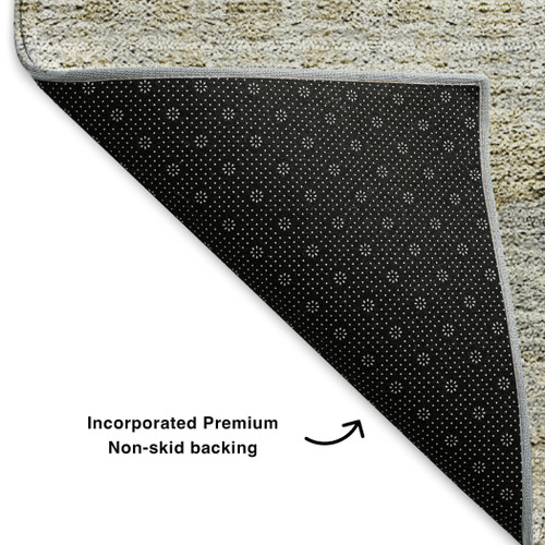 10' X 14' Silver Beige And Ivory Floral Medallion Washable Area Rug With UV Protection