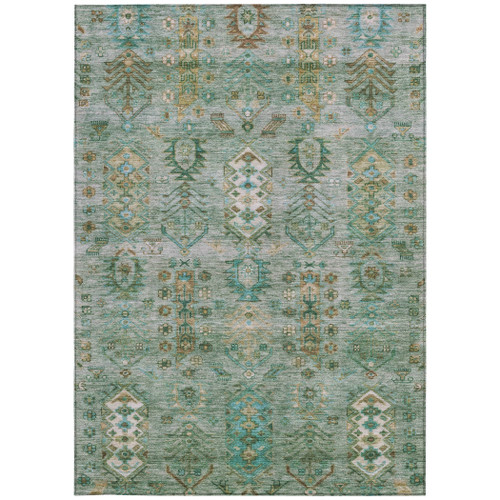 3' X 5' Sage And Gold Tribal Washable Indoor Outdoor Area Rug
