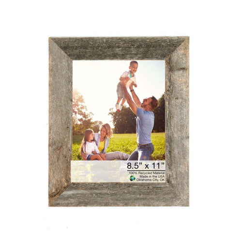 8.5" x 11" Gray Solid Wood Tabletop Picture Frame