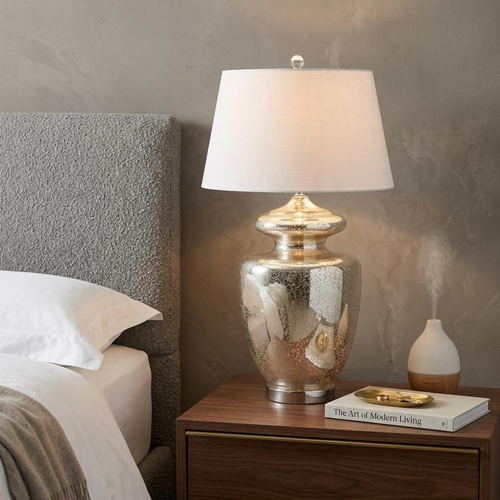 31" Silver Novelty Table Lamp With Drum Shade