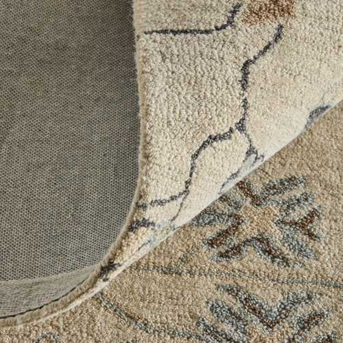 8' X 10' Blue And Ivory Wool Floral Hand Tufted Area Rug