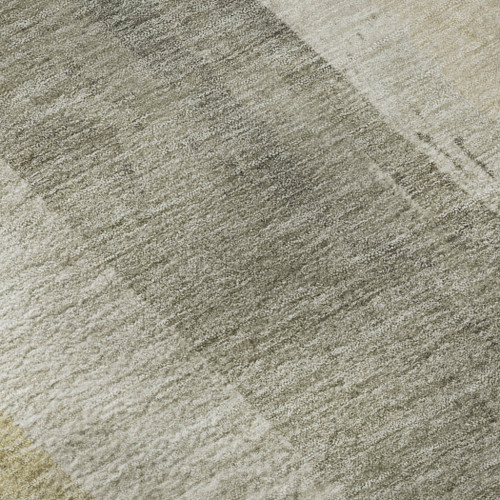 8' X 10' Taupe Beige And Tan Striped Washable Area Rug With UV Protection