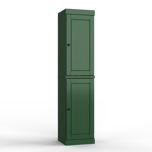 17" Green Solid Wood Free Standing Double Door Linen Cabinet
