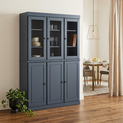 72" French Blue Solid Wood 8 Two Drawer Pantry Or Storage Closet