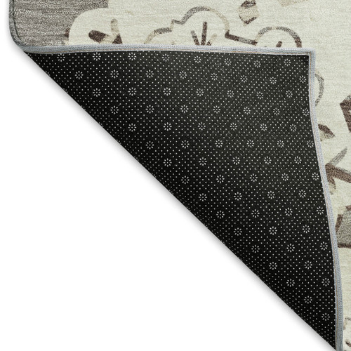 10' X 14' Taupe And Ivory Quatrefoil Washable Indoor Outdoor Area Rug