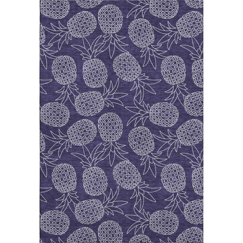 10' X 14' Blue And Ivory Botanical Leaves Washable Area Rug With UV Protection
