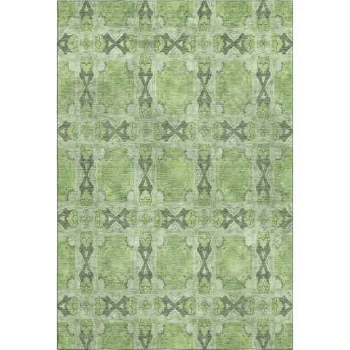 3' X 5' Green Gray And Ivory Floral Medallion Washable Area Rug With UV Protection