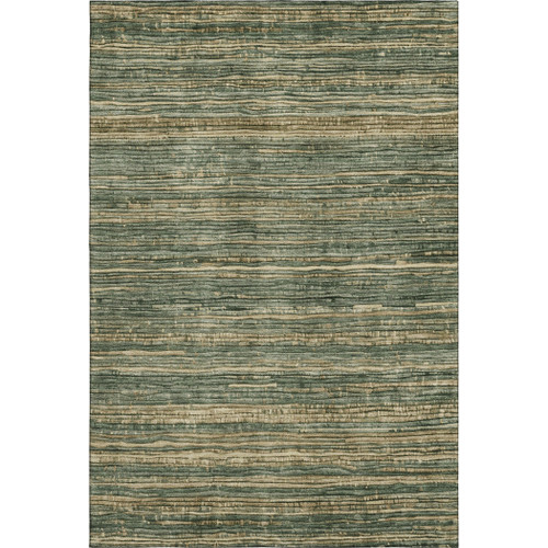 10' X 14' Fern Green And Taupe Striped Washable Area Rug With UV Protection