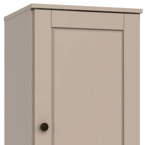 17" Beige Solid Wood Free Standing Single Door Linen Cabinet
