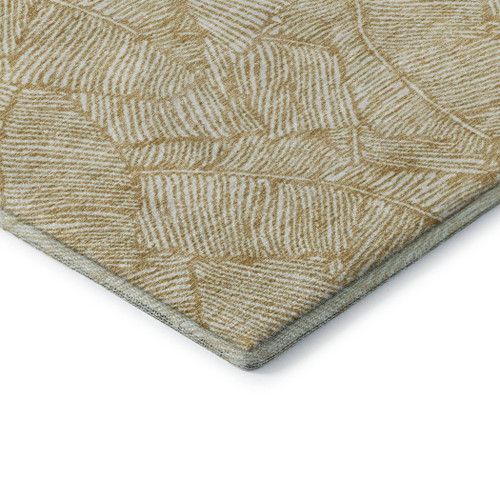 10' X 14' Gold And Ivory Floral Washable Area Rug With UV Protection
