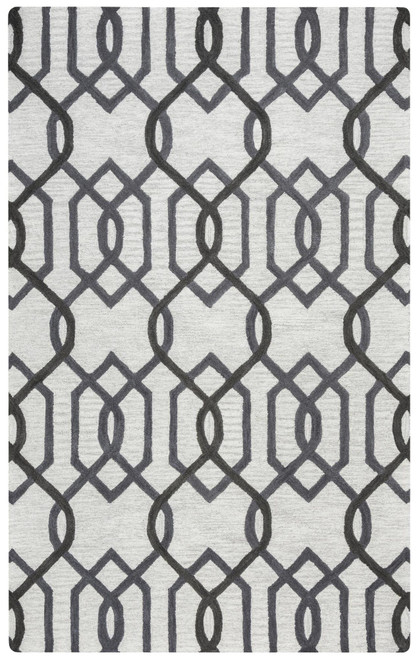 9' X 12' Gray And Ivory Wool Trellis Hand Tufted Area Rug