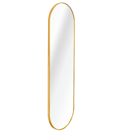 63" Gold Aluminum Oval Framed Full Length Hanging Mirror