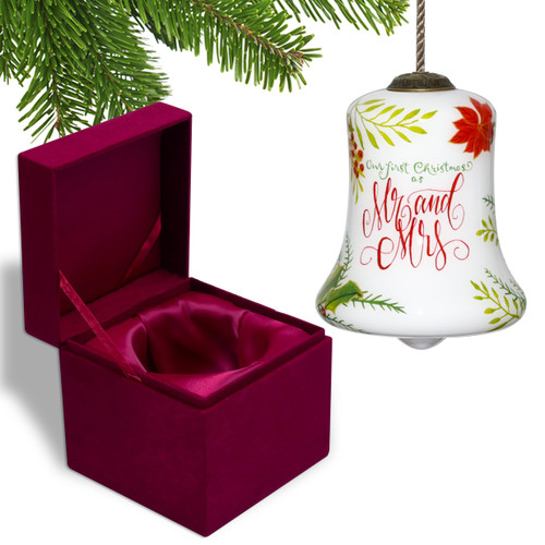 Homeroots Home Decor Mr. & Mrs. Our First Christmas Hand Painted Mouth Blown Glass Ornament