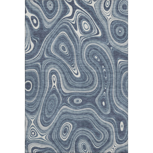 3' X 5' Blue And Ivory Geometric Washable Area Rug With UV Protection