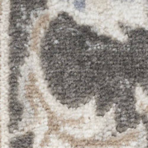 8' Ivory Blue And Gray Floral Runner Rug