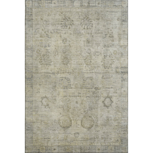 9' X 12' Taupe And Beige Oriental Washable Area Rug With UV Protection