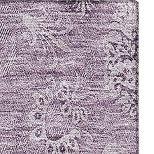 10' X 14' Plum And Ivory Floral Washable Area Rug With UV Protection