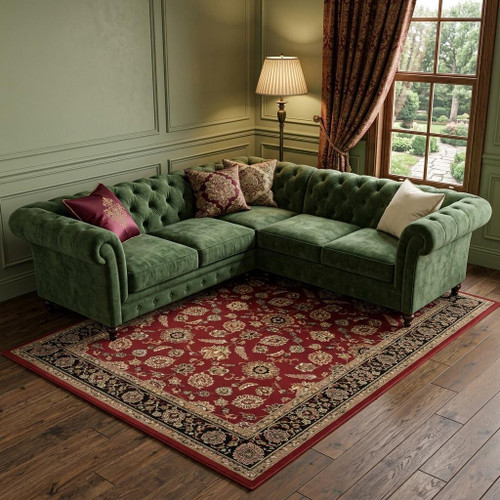 7' X 10' Red And Black Oriental Area Rug
