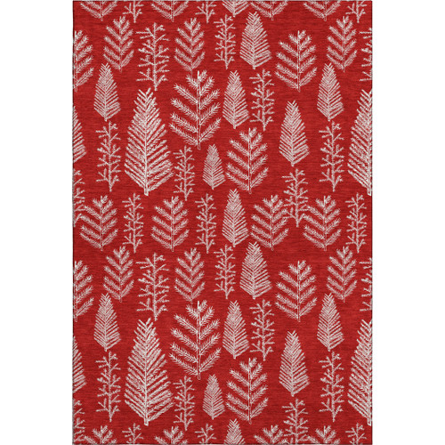 3' X 5' Red And Ivory Floral Washable Area Rug With UV Protection