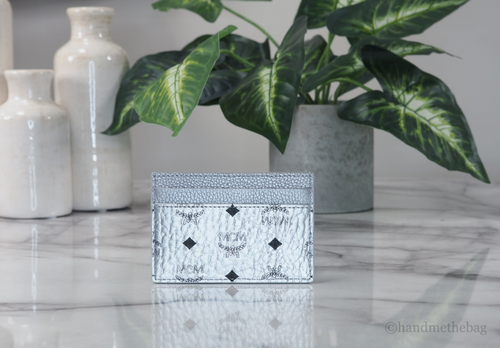 MCM Spectrum Mini Solid Silver Visetos Leather Card Case