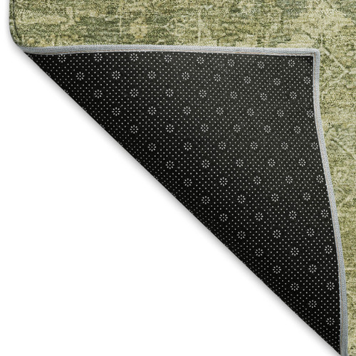 3' X 5' Sage And Ivory Ikat Washable Indoor Outdoor Area Rug