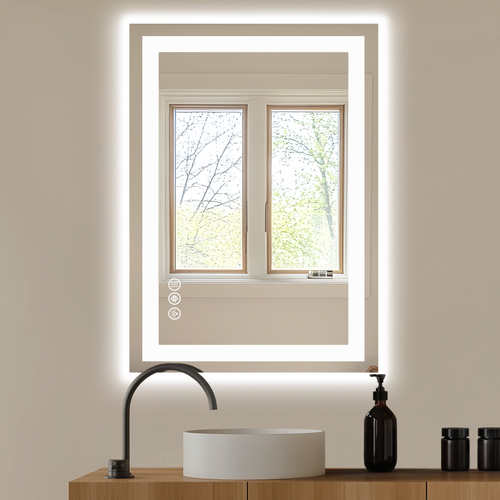 Lighted Frameless Bathroom Vanity Mirror