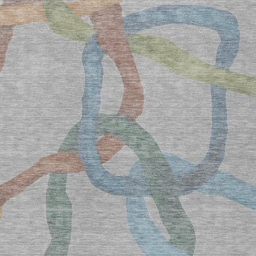 8' X 10' Gray Blue And Copper Abstract Washable Indoor Outdoor Area Rug