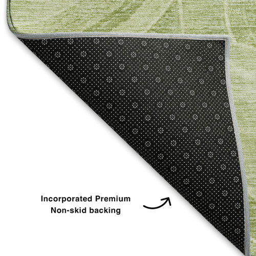 10' X 14' Sage And Fern Green Geometric Washable Area Rug With UV Protection