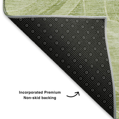 10' X 14' Sage And Fern Green Geometric Washable Area Rug With UV Protection