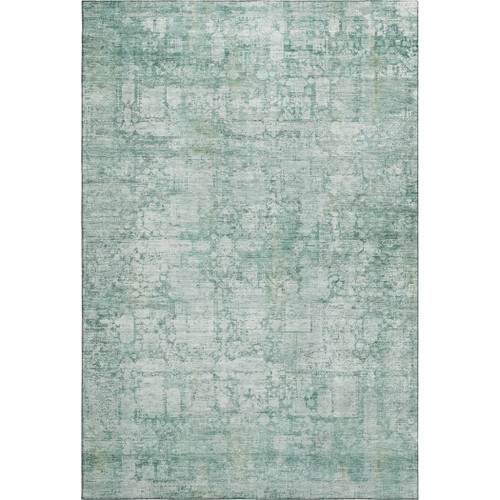 9' X 12' Teal And Ivory Oriental Washable Area Rug With UV Protection