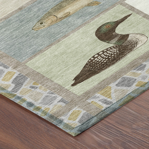 3' X 5' Ivory And Gray Floral Medallion Washable Indoor Outdoor Area Rug